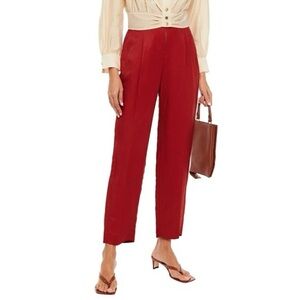 Sandro terracotta red Betty high waist linen blend ankle pants - size 2 (34)